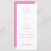 Diamond Floral Pink Monogram Wedding Menu (Voorkant / Achterkant)
