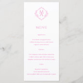 Diamond Floral Pink Monogram Wedding Menu (Voorkant)