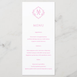 Diamond Floral Pink Monogram Wedding Menu