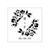Diamond Floral Wedding Wildflower Initialen Datum Rubberstempel (Afrduk)