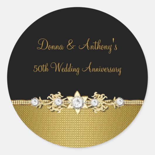 Diamond Flower 50ste huwelijksjubileum sticker (Voorkant)