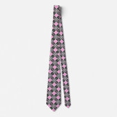 Diamond Flower Geometric Grey & Roze tweezijdig Stropdas (Voorkant)