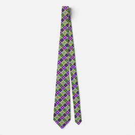 Diamond Flower Geometric Moss & Violet Two-side Stropdas