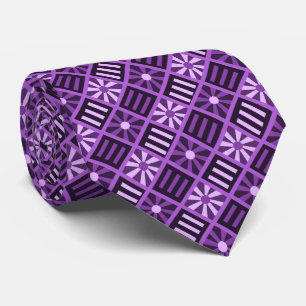 Diamond Flower Geometric Violet tweezijdig Stropdas