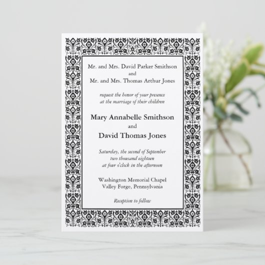 Diamond Flower Wedding Invitation Kaart (Staand voorkant)