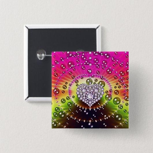 Diamond Fractal Vierkante Button 5,1 Cm (Voorkant /achterkant)