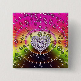 Diamond Fractal Vierkante Button 5,1 Cm