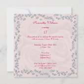 Diamond Framed Bouquet of Pink Roses 17th Birthday Kaart (Achterkant)