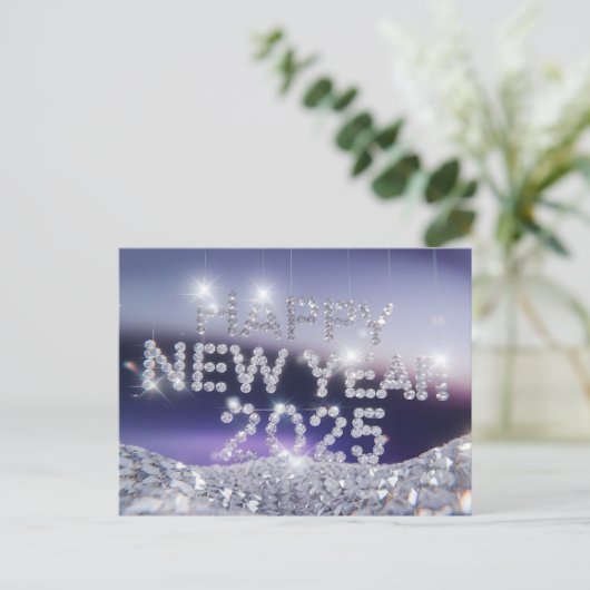 Diamond Gelukkig Nieuwjaar 2025 Feestdagenkaart (Staand voorkant)