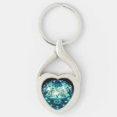Diamond gem sparkly elegant blauwgroen zwart sleutelhanger (Voorkant)
