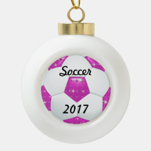 Diamond Gemstone Hot Pinka Voetbal Keramische Bal Ornament