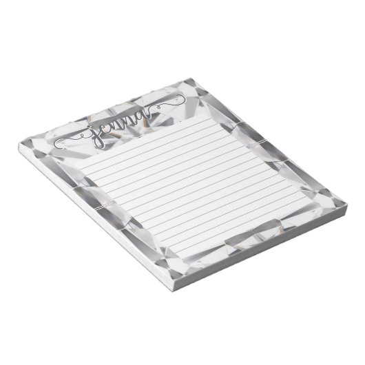 Diamond Gemstone Lined gepersonaliseerd Notitieblok (Schuin)