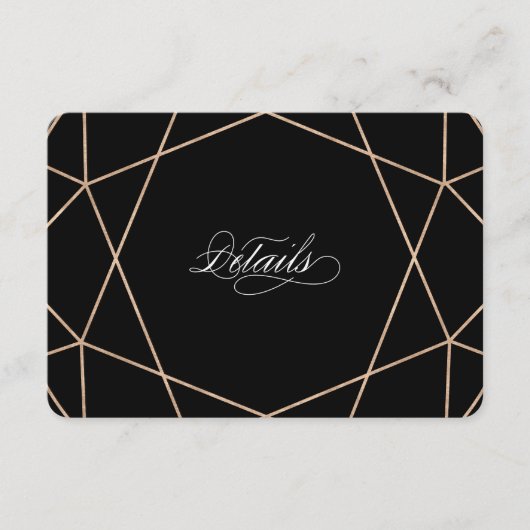Diamond Gemstone Modern Geometric Wedding Details Informatiekaartje (Voorkant)