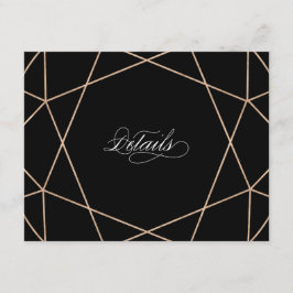 Diamond Gemstone Modern Geometric Wedding Details Informatiekaartje