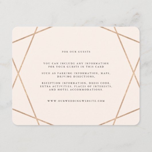 Diamond Gemstone Modern Geometric Wedding Info Informatiekaartje (Achterkant)