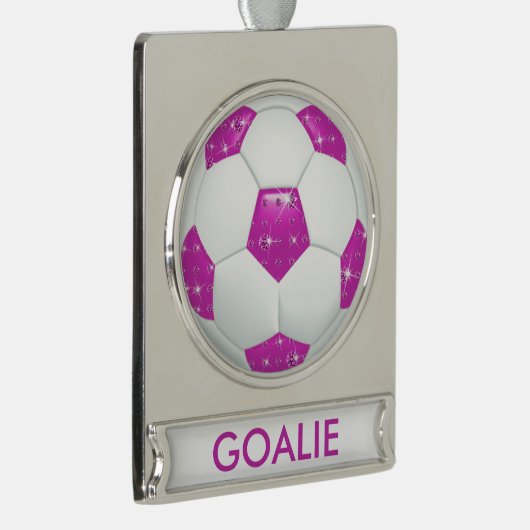 Diamond Gemstone Soccer GOALIE Ornament Verzilverd Banner Ornament (Rechts)