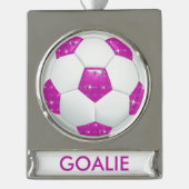 Diamond Gemstone Soccer GOALIE Ornament Verzilverd Banner Ornament (Voorkant)