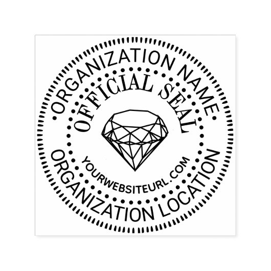 Diamond Generic Custom Officiële Seal Naam Loc URL Zelfinktende Stempel (Design)