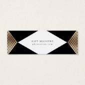 Diamond Geometric Black Gold Gatsby Gift Registry Mini Visitekaartjes (Achterkant)