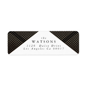 Diamond Geometric Black Gold Gatsby Wedding Etiket