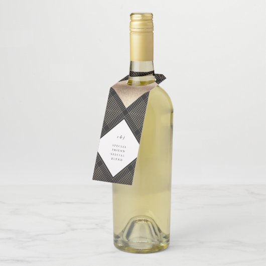 Diamond Geometric Black Gold Gatsby Wedding Flessenhanger (Schuin)