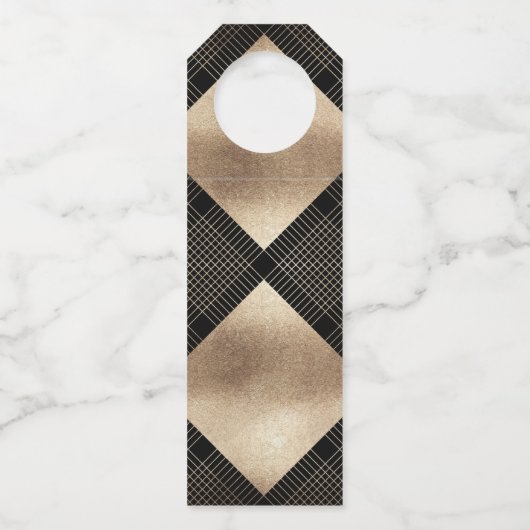 Diamond Geometric Black Gold Gatsby Wedding Flessenhanger (Achterkant)
