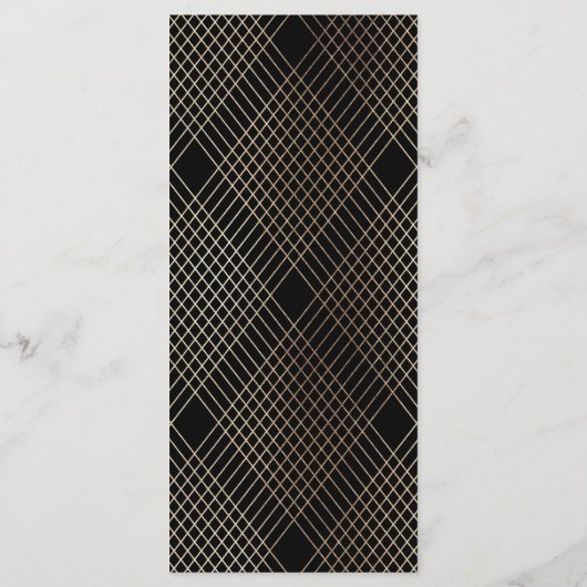 Diamond Geometric Black Gold Gatsby Wedding Programmakaart (Achterkant)