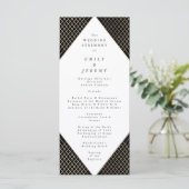 Diamond Geometric Black Gold Gatsby Wedding Programmakaart (Staand voorkant)