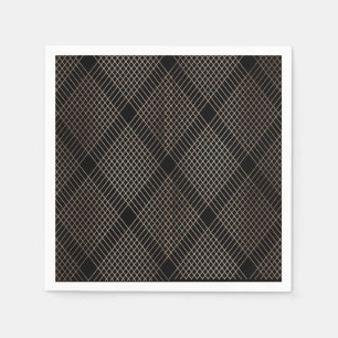 Diamond Geometric Black Gold Wedding Table Servet