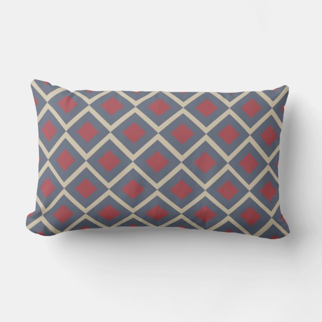 Diamond Geometric Blue Red Rectangle Sierkussen Kussen (Voorkant)