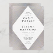 Diamond Geometric Gray Deco Gold Gatsby Wedding Kaart (Voorkant / Achterkant)