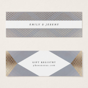 Diamond Geometric Grey Gatsby Gift Registry Mini Visitekaartjes