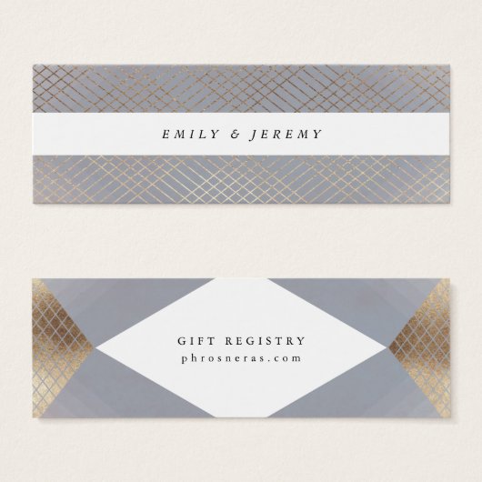 Diamond Geometric Grey Gatsby Gift Registry Mini Visitekaartjes (Voorkant /achterkant)