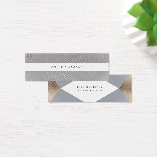 Diamond Geometric Grey Gatsby Gift Registry Mini Visitekaartjes (Bureau)