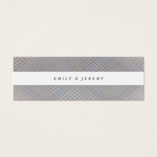 Diamond Geometric Grey Gatsby Gift Registry Mini Visitekaartjes (Voorkant)