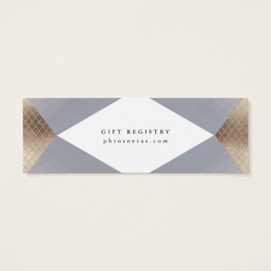 Diamond Geometric Grey Gatsby Gift Registry Mini Visitekaartjes (Achterkant)