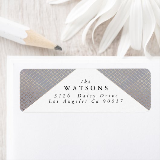 Diamond Geometric Grey Gold Gatsby Wedding Etiket (Insitu)