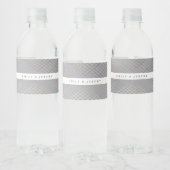 Diamond Geometric Grey Gold Gatsby Wedding Waterfles Etiket (Flessen)