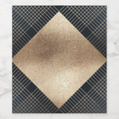 Diamond Geometric Navy Gold Blank Gatsby Wedding Wijn Etiket (Enkel label)
