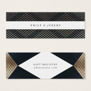 Diamond Geometric Navy Gold Gatsby Gift Registry Mini Visitekaartjes