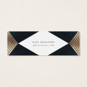 Diamond Geometric Navy Gold Gatsby Gift Registry Mini Visitekaartjes (Achterkant)