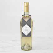 Diamond Geometric Navy Gold Gatsby Wedding Flessenhanger (Op fles)