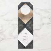 Diamond Geometric Navy Gold Gatsby Wedding Flessenhanger (Voorkant)