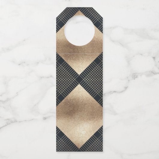 Diamond Geometric Navy Gold Gatsby Wedding Flessenhanger (Achterkant)