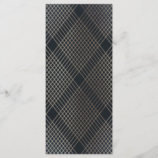 Diamond Geometric Navy Gold Gatsby Wedding Programmakaart (Achterkant)