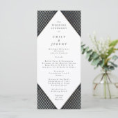 Diamond Geometric Navy Gold Gatsby Wedding Programmakaart (Staand voorkant)