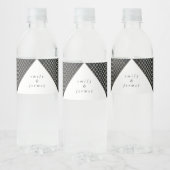 Diamond Geometric Navy Gold Gatsby Wedding Waterfles Etiket (Flessen)