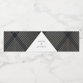 Diamond Geometric Navy Gold Gatsby Wedding Waterfles Etiket (Enkel label)