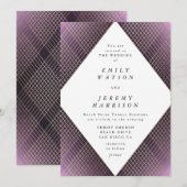 Diamond Geometric Paars Deco Gold Gatsby Wedding Kaart (Voorkant / Achterkant)