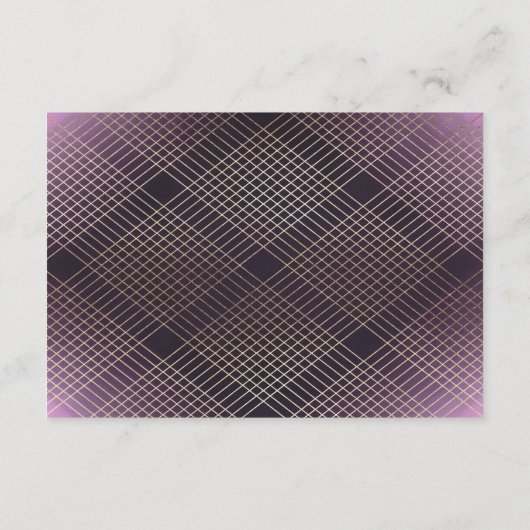Diamond Geometric Paars Gold Gatsby Reception Informatiekaartje (Achterkant)